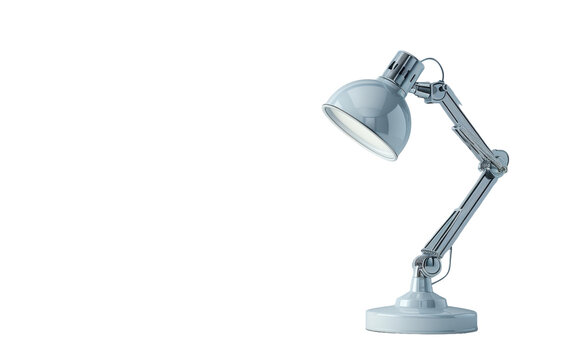 Gray Adjustable Desk Lamp With Silver Accents Isolated On White Background