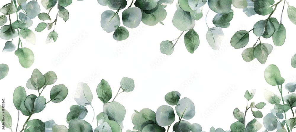 Wall mural A green leafy plant with a white background