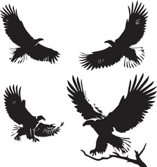 eagle silhouette, eagle icon, eagle vector, 