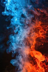 Fototapeta premium A blue and orange flame, with the blue flame being the dominant color