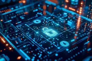 digital tablet showing secure transaction process, with encryption symbols and digital data streams