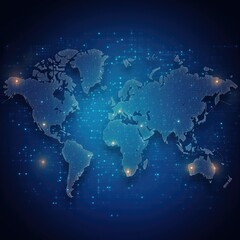 Naklejka premium Global Digital Network Map Representation