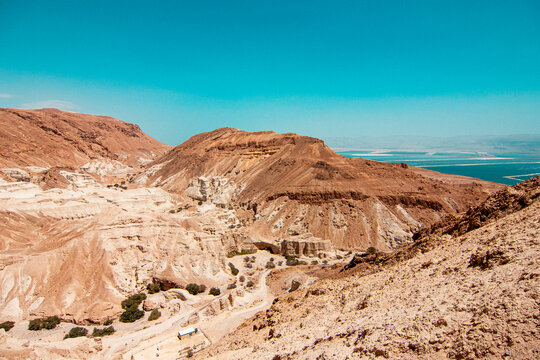 View of the mountain landscape in the Judean Desert in southern Israel. High quality photo