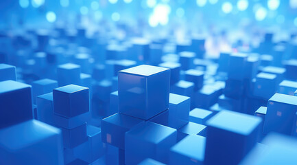 Obraz premium Abstract Blue Cubes Technology Concept Background