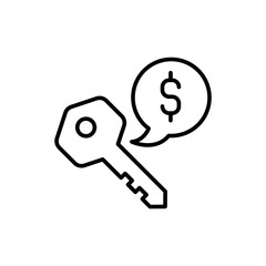 Key price outline icons, minimalist vector illustration ,simple transparent graphic element .Isolated on white background