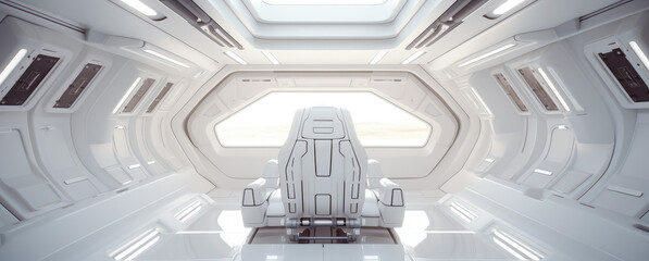 Obraz premium Sleek Futuristic Spaceship Interior Design