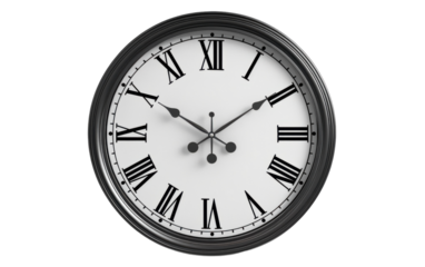 Black Roman Numeral Clock Face With Hour and Minute Hands