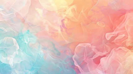 Fototapeta premium Dreamy pastel sky with soft clouds in pink, blue, and yellow hues. The gentle transitions and light tones create a tranquil and ethereal atmosphere.