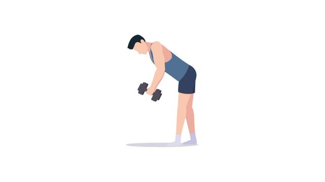 person exercising with dumbbells. Gym workout cartoon animation 
