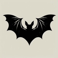 Black Bat Silhouette with Spread Wings