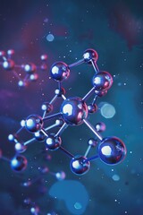 A blue and purple image of a bunch of small spheres