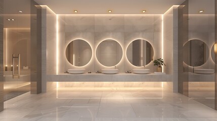 Modern bathroom with sinks and mirrors in a public space