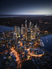Fototapeta premium Twilight Glow Over Metropolitan Waterfront