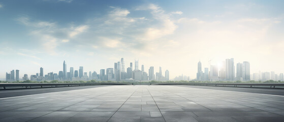 Fototapeta premium Expansive City Horizon from Modern Plaza