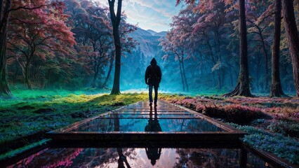 silhouette of a person in a park