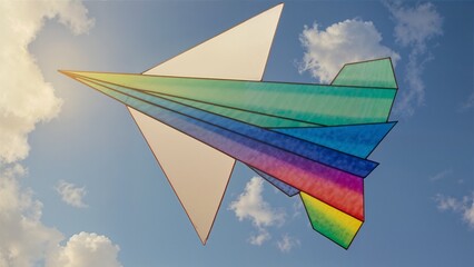 paper airplane flying in the sky