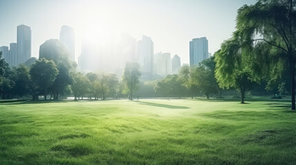 Fototapeta premium Tranquil Urban Park at Sunrise