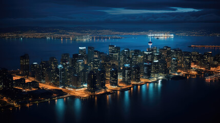Fototapeta premium Illuminated Urban Skyline at Night