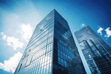 Obraz premium Soaring Ambitions: Glass Skyscrapers Touching the Sky