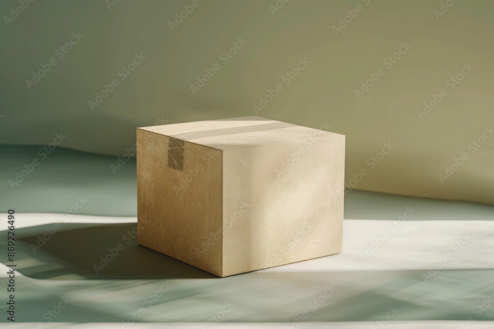 Poster a box sits on a white surface, perfect for showcasing small items or as a prop in photography and gr