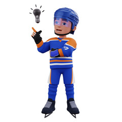 Cartoon-stylized chibi 3D hockey player 