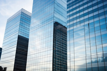 Obraz premium Reflective Glass Skyscrapers in Urban Skyline