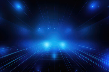 Obraz premium Futuristic Blue Laser Beams in Dark Space Background