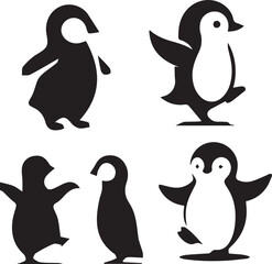 Naklejka premium penguin silhouette, penguin icon, penguin vector, 