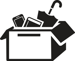 Lost and found icon vector illustration, box icon, umbrella icon, book icon, mobile icon. book, umbrella, mobile, phone lost icon, found icon.