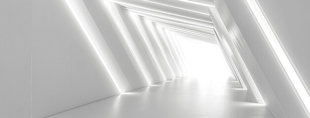 Naklejka premium Modern White Hallway With Illuminated Edges