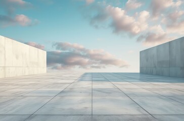Obraz premium Open Concrete Space Against a Cloudy Sky