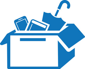 Lost and found icon vector illustration, box icon, umbrella icon, book icon, mobile icon. book, umbrella, mobile, phone lost icon, found icon.