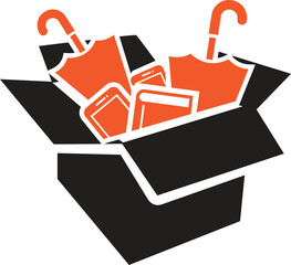 Lost and found icon vector illustration, box icon, umbrella icon, book icon, mobile icon. book, umbrella, mobile, phone lost icon, found icon.