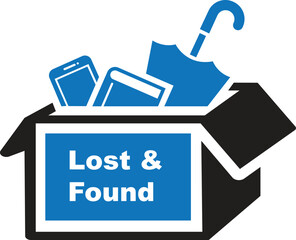 Lost and found icon vector illustration, box icon, umbrella icon, book icon, mobile icon. book, umbrella, mobile, phone lost icon, found icon.