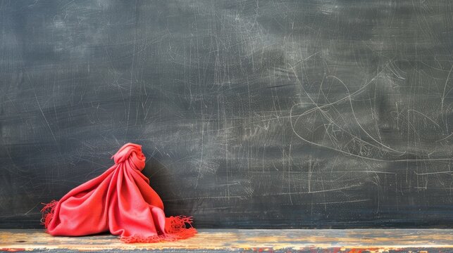 Red rag used to clean blackboard