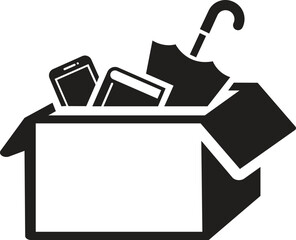 Lost and found icon vector illustration, box icon, umbrella icon, book icon, mobile icon. book, umbrella, mobile, phone lost icon, found icon.