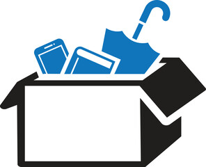 Lost and found icon vector illustration, box icon, umbrella icon, book icon, mobile icon. book, umbrella, mobile, phone lost icon, found icon.