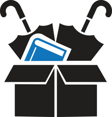 Lost and found icon vector illustration, box icon, umbrella icon, book icon, mobile icon. book, umbrella, mobile, phone lost icon, found icon.