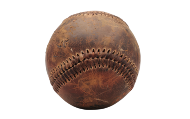 Worn Brown Leather Baseball Isolated on White Background