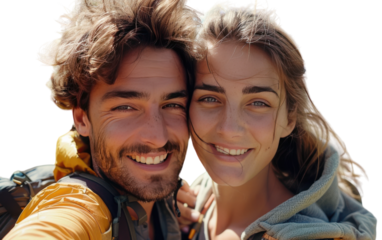 Happy Couple Taking a Selfie on a Sunny Day