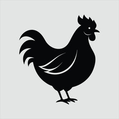 hen and rooster silhouette vector art illustration.