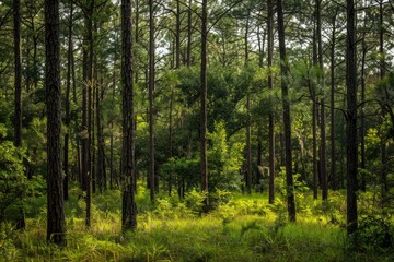 Fototapeta premium National Forest Landscape. Pine Trees in Sam Houston National Forest