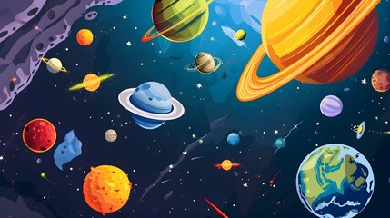 pattern with planets and stars