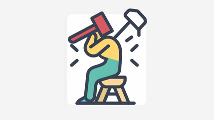 Fototapeta premium Stress icon showing a person with a heavy weight or anvil on their back