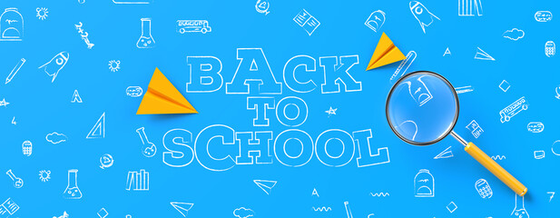 Back to school background. Colorful back to school concept design.. 3D illustration