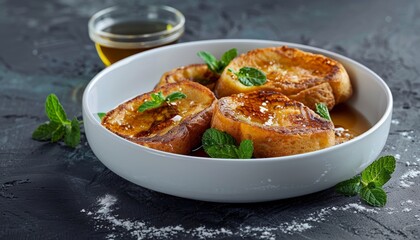 Traditional Spanish Torrijas Looks Like French Toast Christmas Time or Pascua Dessert Served on...