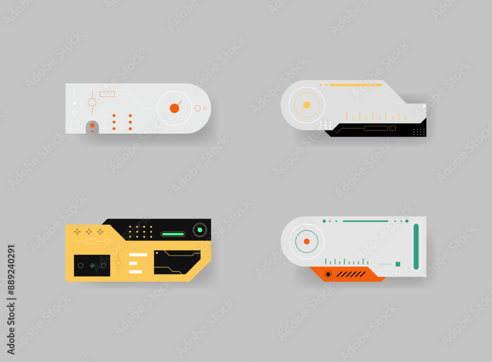 Poster futuristic interface ui elements. futuristic hud elements. hud interface set. vector illustration.