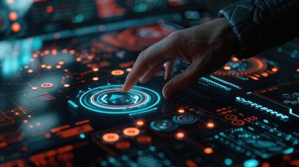 Obraz premium Futuristic Touchscreen Interface Interaction