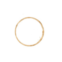 Brown Coffee Cup Mark on Isolated on White Background. Watercolor Coffee and Tea Circle Spot.