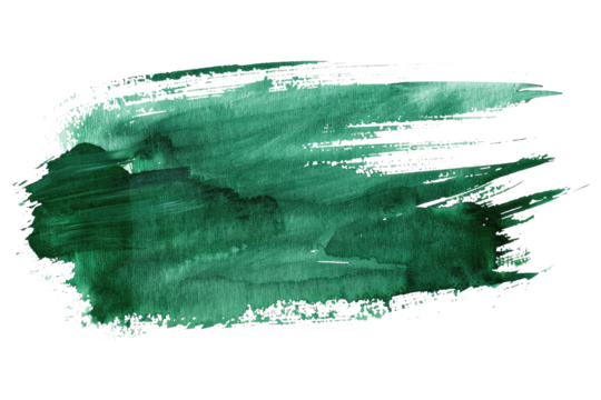 dark green watercolor brush stroke paint isolated on white or transparent png